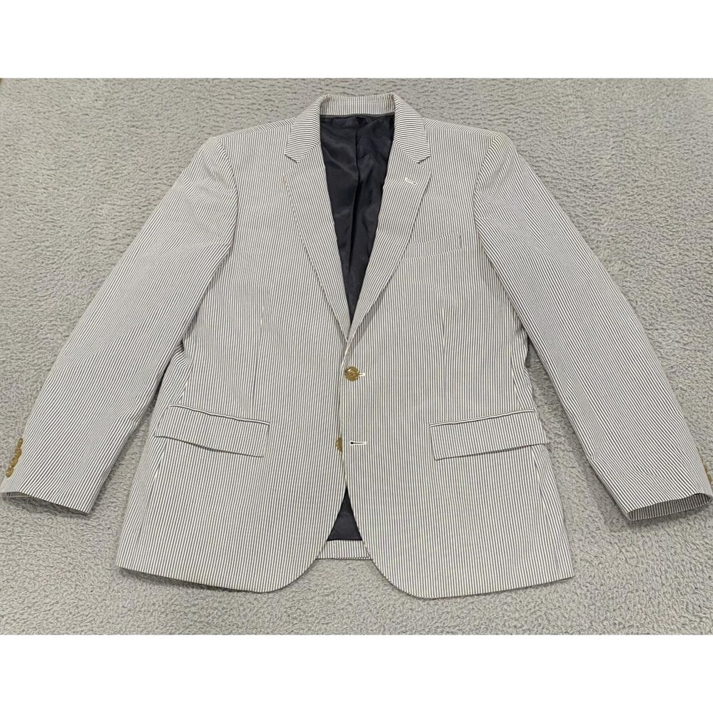 J Crew Blazer Mens 42R Blue Seersucker Ludlow Stripe Suit Sport Coat Jacket
